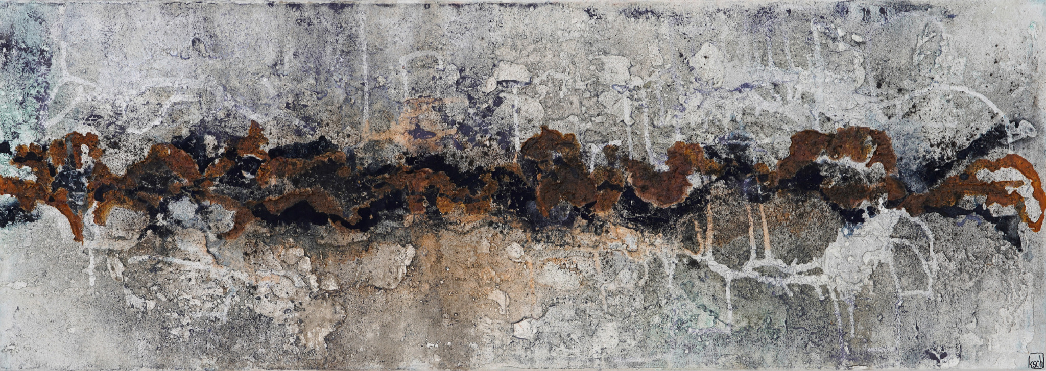 Gemälde Acryl - Kerstin Schuckmann - Lebenslinie - 40 X 120 cm