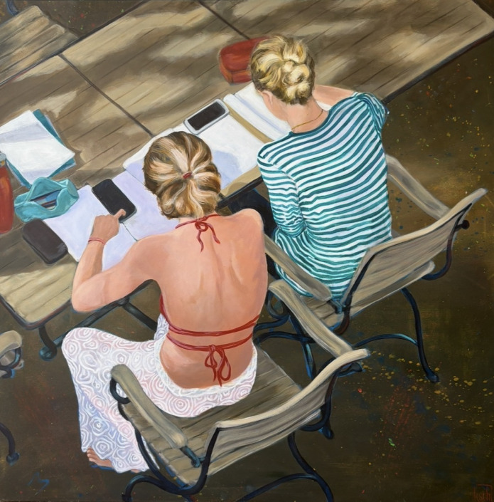 Homework – 100 X 100 cm Malerin: Kerstin Schuckmann - Acryl - Homework - 100 X 100 cm