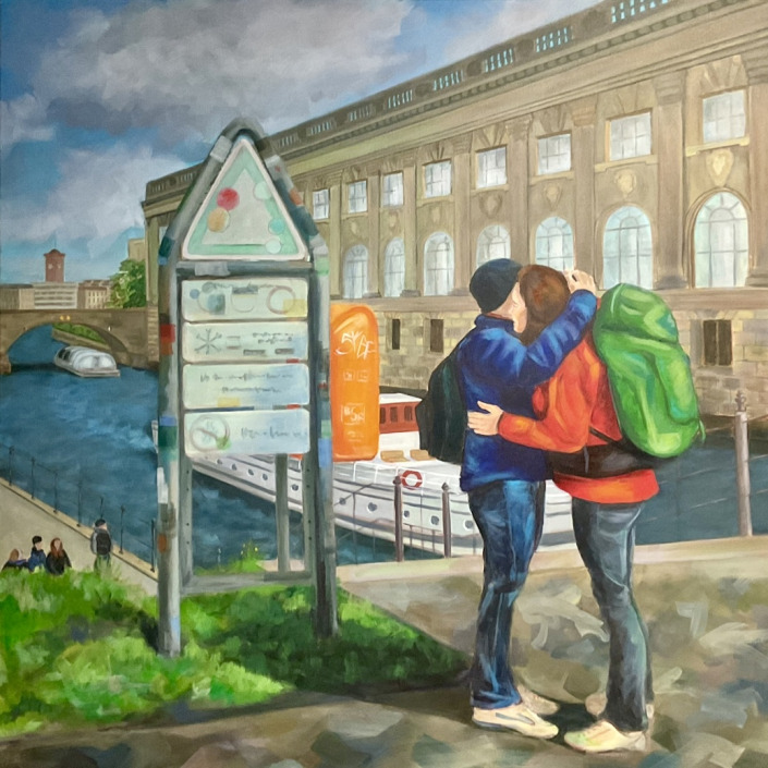 SpreeVisite – 120 X 120 cm Malerin: Kerstin Schuckmann - Acryl - SpreeVisite - 120 X 120 cm